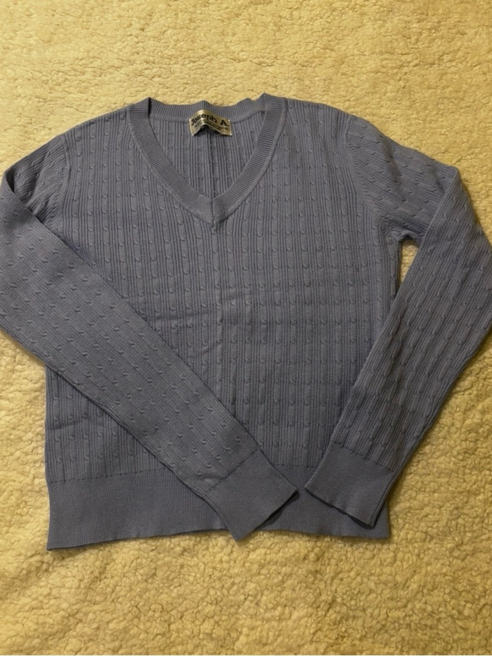 Joseph Light Gray V-Neck Cable Knit Sweater0424